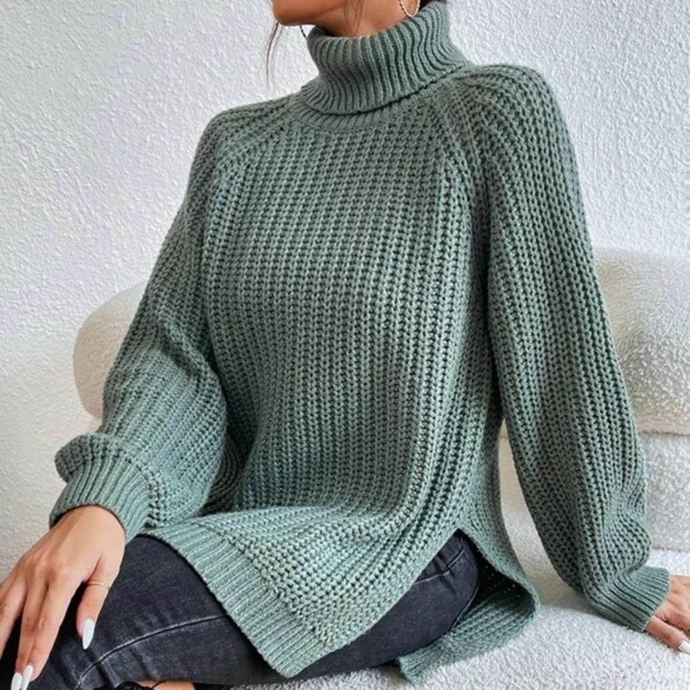 Trendy knitted turtleneck jumper for women