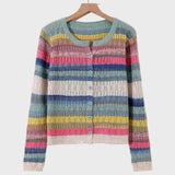 Birgit | Knitted cardigan with a retro striped pattern