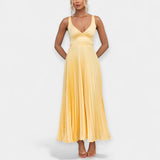 Selena | Pleated Maxi Dress in Yellow