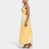 Selena | Pleated Maxi Dress in Yellow
