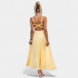 Selena | Pleated Maxi Dress in Yellow