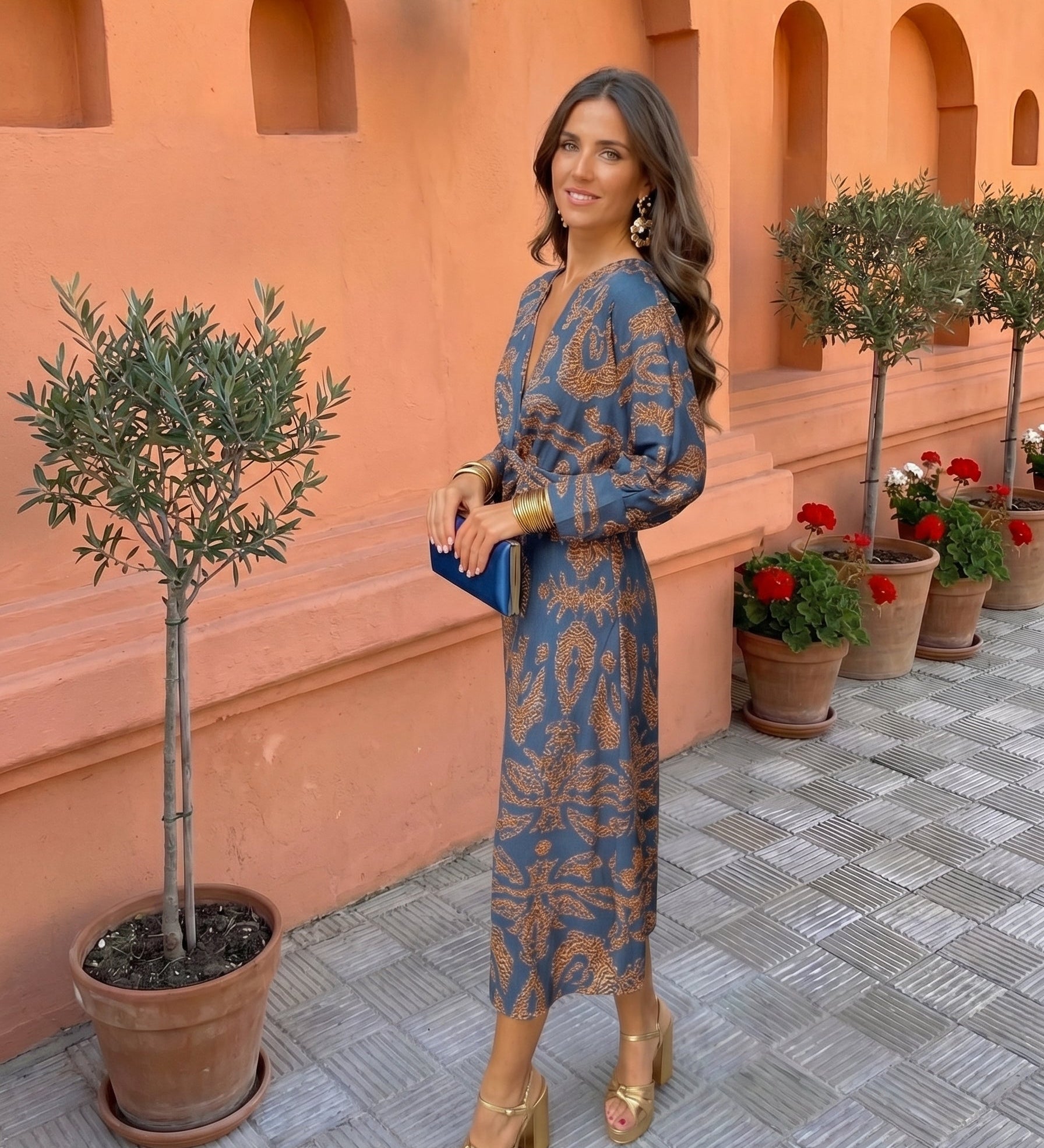 Midi dress with print