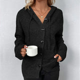 Hooded Cardigan with Drawstring - Vega