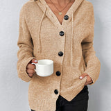 Hooded Cardigan with Drawstring - Vega