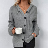 Hooded Cardigan with Drawstring - Vega