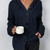Hooded Cardigan with Drawstring - Vega