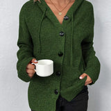 Hooded Cardigan with Drawstring - Vega