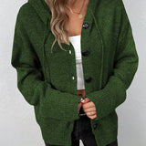Hooded Cardigan with Drawstring - Vega