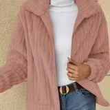 Women's Winter Zip-Up Cardigan with Long Ribbed Fleece Sleeves