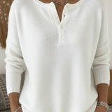 Women's buttoned Henley sweater – Soft and casual