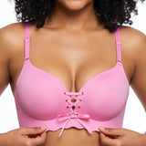 Wireless Front Lace-Up Push-Up Bra