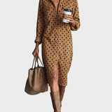Midi polka dot dress in faux leather