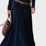Iwona - Maxi dress in suedette with belt