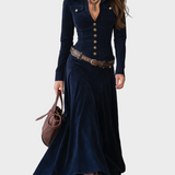 Iwona - Maxi dress in suedette with belt