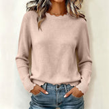 Women's solid-knit sweater – Long sleeves, casual everyday style