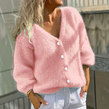 Buttoned women's sweater cardigan - Simple and soft