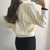 Women's button-up colour-block cardigan – Soft and trendy