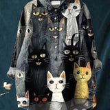 Amélia | Women's Enchanting Cat Print Everyday Shirt