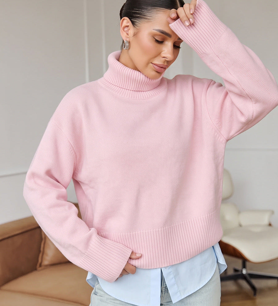 Women's Loose-Fit Solid Knit Sweater – A Casual and Comfortable Style for Every Day