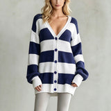 Women's striped knit coatigan - Soft and comfortable