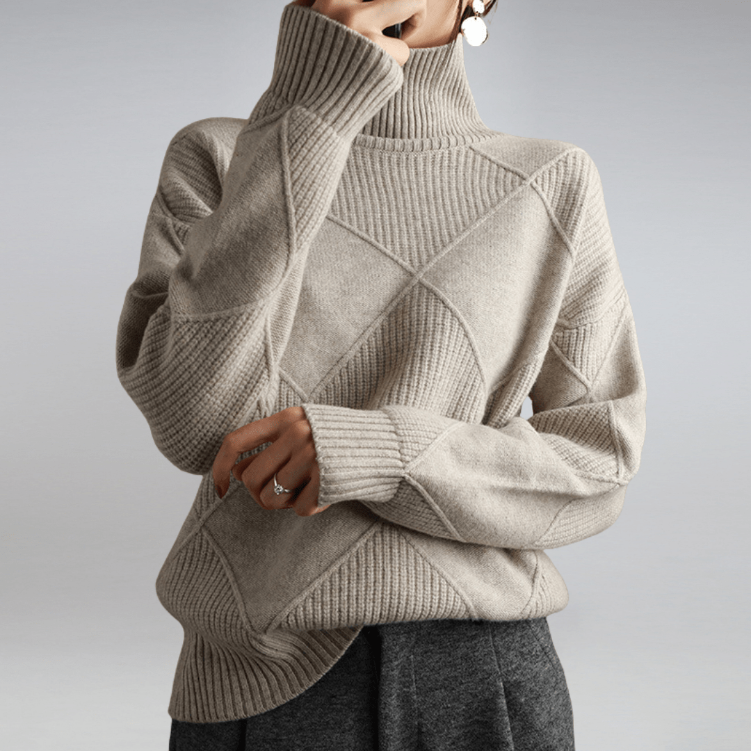 Ribbed Turtleneck Sweater for Women – Casual Knit