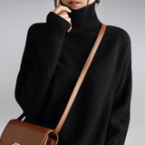 Ribbed Turtleneck Sweater for Women – Casual Knit