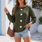 Women's Hand-Knitted Crochet Patchwork Sweater – Loose and Comfortable Fit, Bohemian Style