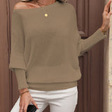 Off-shoulder sweater with puff sleeves for women – Elegant and comfortable knitwear