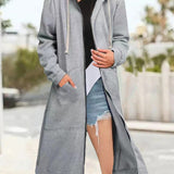 Multicoloured Oversized Women's Cardigan with Zip and Soft Hood
