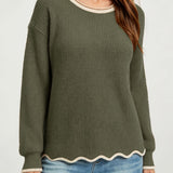 Women's Loose-Knit Crewneck Pullover – Versatile and Easy to Wear