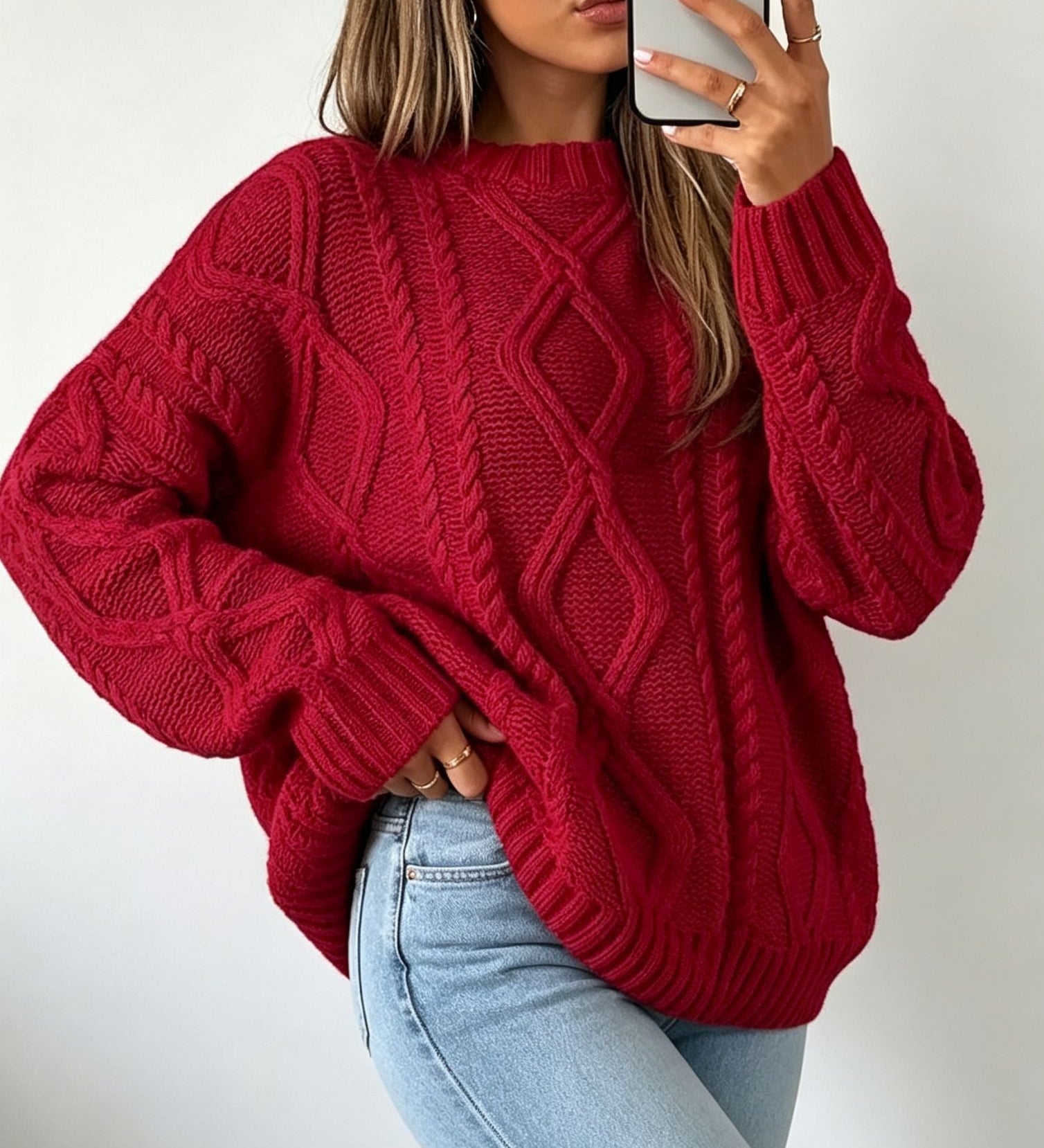 Women's loose-fit crew-neck sweater - Soft and casual
