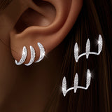 Elegant Earrings with Three Claw-set Rhinestones