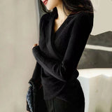 Peter Pan collar sweater for women – Asymmetrical fitted knitwear