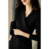 Peter Pan collar sweater for women – Asymmetrical fitted knitwear