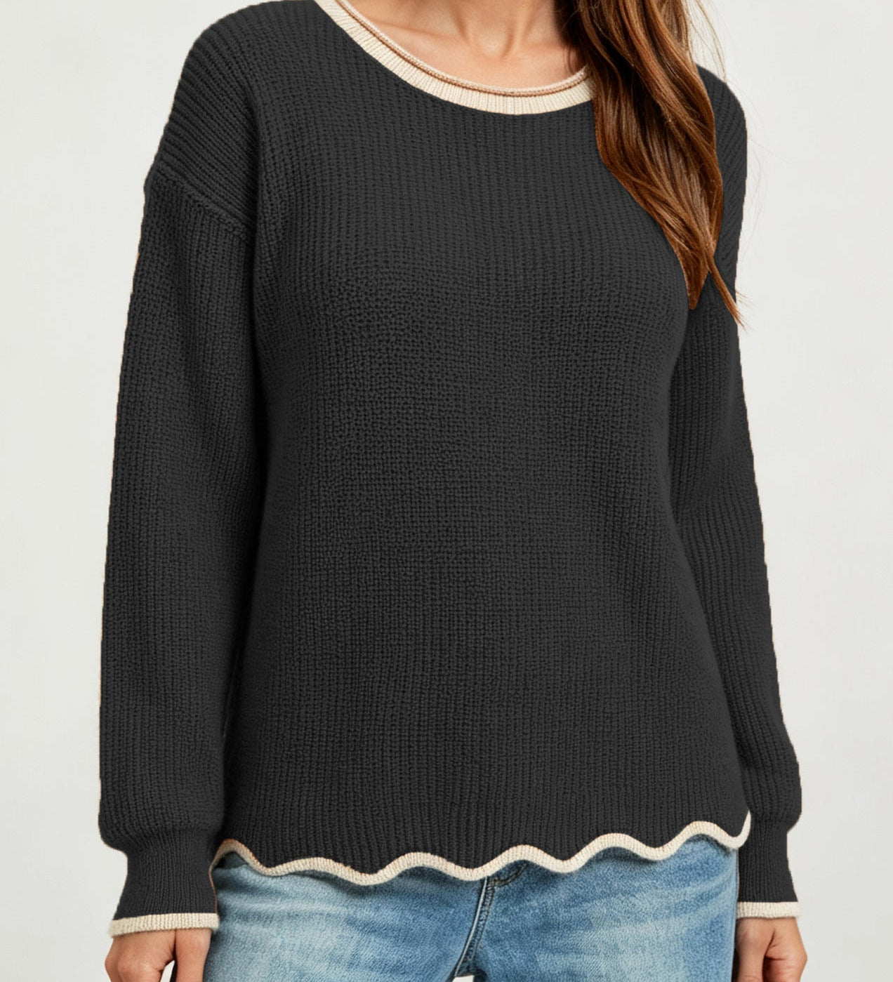 Women's Loose-Knit Crewneck Pullover – Versatile and Easy to Wear