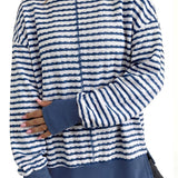 Striped women's sweater with side slits - Casual and soft