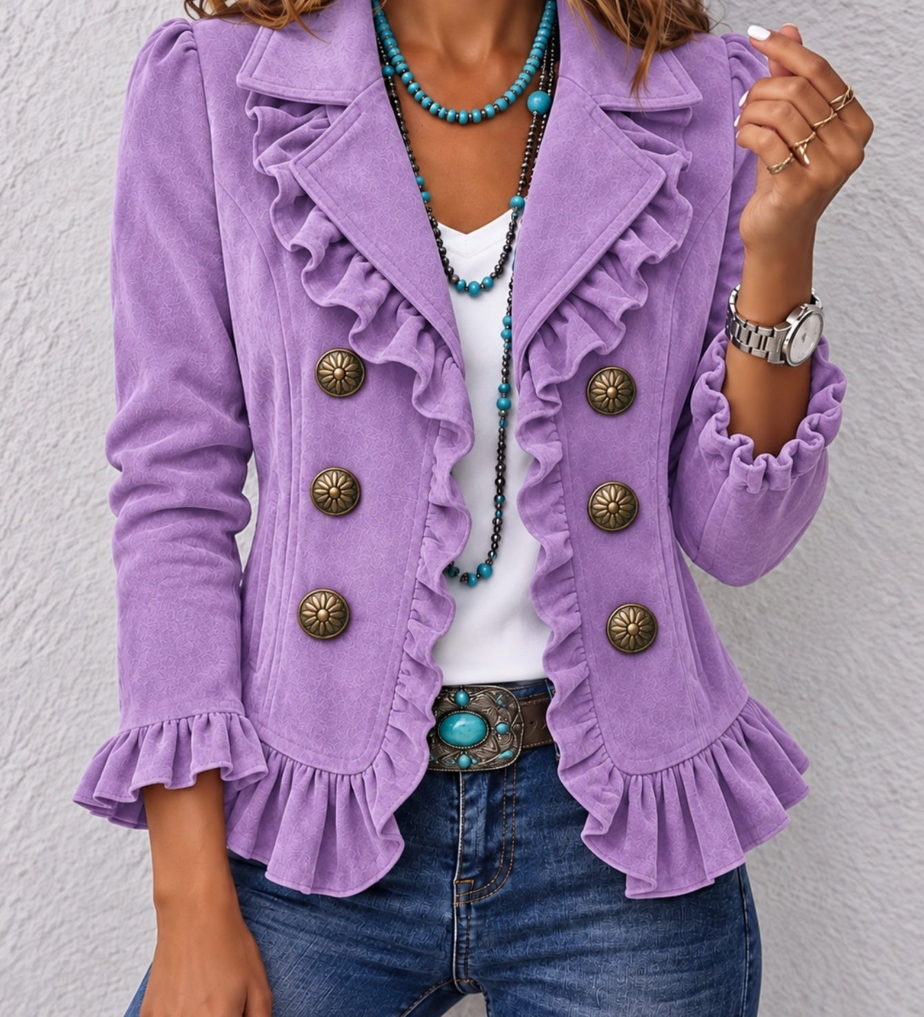Women's button-front long-sleeve cardigan - Soft and colourful