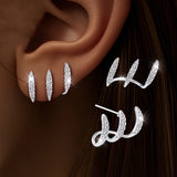 Elegant Earrings with Three Claw-set Rhinestones