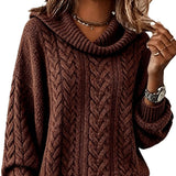 Women's cable-knit turtleneck jumper - Soft and retro