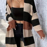 Women's loose-fit striped long-sleeve cardigan – A casual and comfortable style, available in three colours