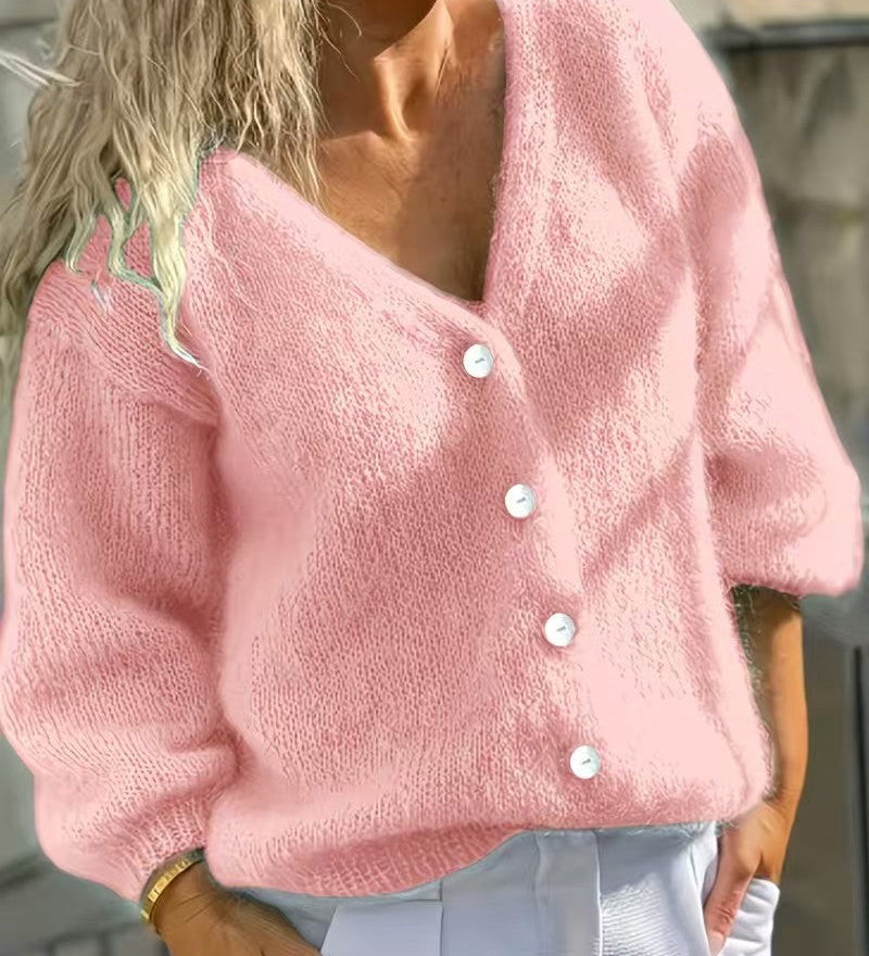 Buttoned women's sweater cardigan - Simple and soft