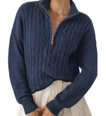 Women's half-zip high-neck sweater - Retro and comfortable