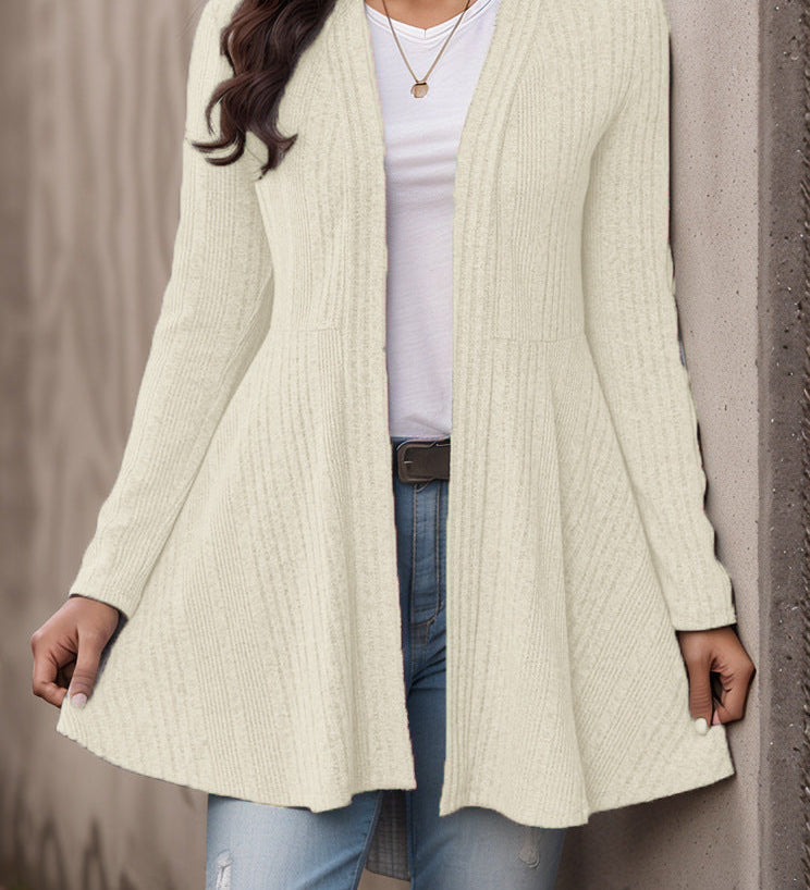 Women's Striped Brushed-Knit Cardigan – A Casual, Soft, and Comfortable Design, Ideal for Everyday Layering