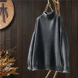 Women's Oversized Soft Elegant Knitted Sweater with Turtleneck