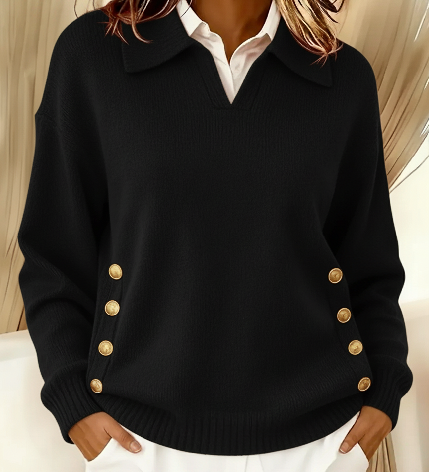 Erminia | Polo Neck Jumper with Buttons