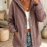 Women's Hooded Cardigan with Drawstring - Casual and Comfortable
