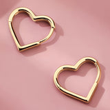 Gold Heart Hoop Earrings in Stainless Steel