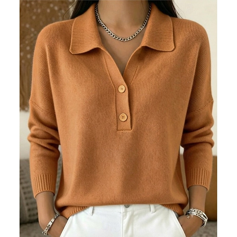 Button-front women's sweater with a refined collar - Chic and comfortable