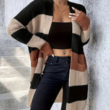 Women's loose-fit striped long-sleeve cardigan – A casual and comfortable style, available in three colours