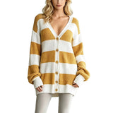 Women's striped knit coatigan - Soft and comfortable